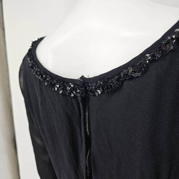 Vintage 80's Gothic Midi Dress Black S - Picture 3 of 9